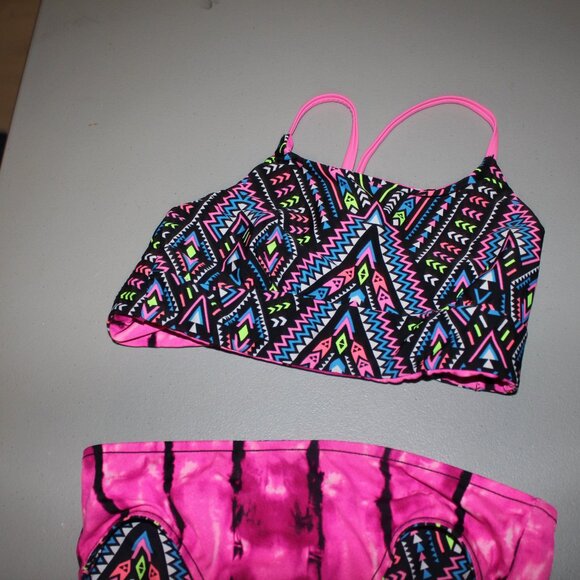 Multi Color Reversibile 2 Pcs  Justice  Swimsuit Size 14 - Picture 2 of 13